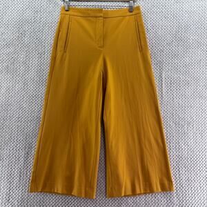 Ann Taylor Pants Womens 4 Mustard Wide Leg Cropped Pocket Mid Rise Career Casual